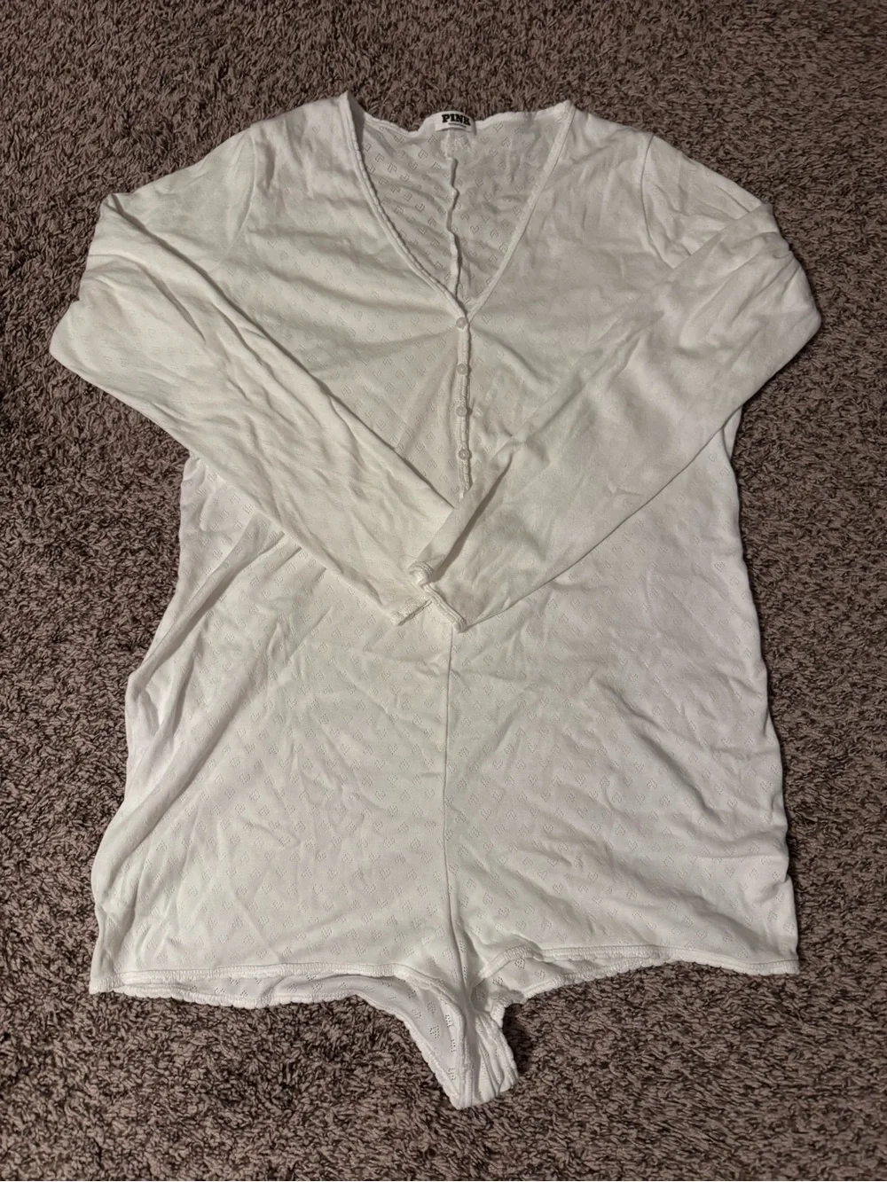 Victoria's Secret White Long-Sleeve Romper Pajama